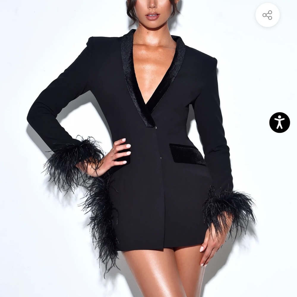 Black Blazer Dress with Deep V